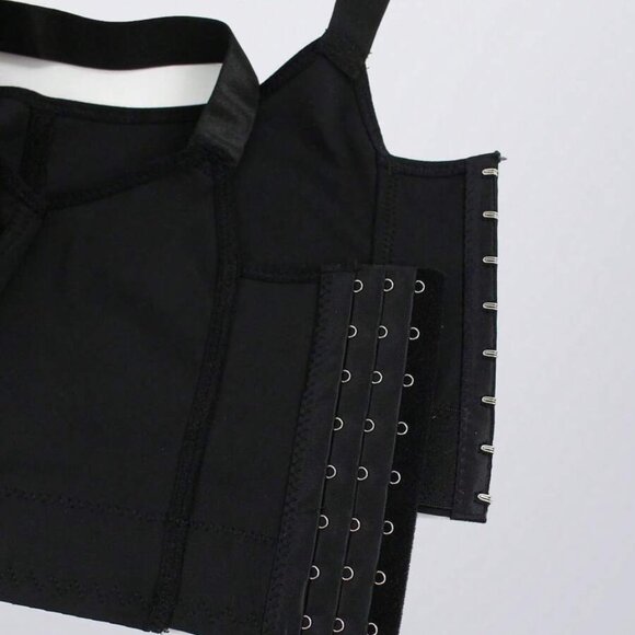 Women's Black Comfort Seamless Deep V Push-Up Adjustable Bra Sports Beautify The - Picture 3 of 11